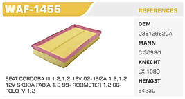 HAVA FİLTRESİ SEAT CORDOBA III 1.2,1.2 12V 02- IBIZA 1.2,1.2  12V SKODA FABIA 1.2 99- ROOMSTER 1.2 06-  POLO IV 1.2