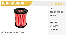 HAVA FİLTRESİ NISSAN CIFT KABIN 3000