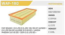 HAVA FİLTRESİ FIAT SCUDO I 2.0 JTD 2.0 JTD 16V 95-07 ULYSEE I  2.0 JTD 94-02 ULUSSE 3.0 V6 02> LANCIA  PHEDRA 3.0 V6 02> ZETA 2.0 JTD 95>