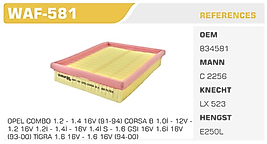 HAVA FİLTRESİ OPEL COMBO 1.2 - 1.4 16V (91-94) CORSA B 1.0İ - 12V -  1.2 16V 1.2İ - 1.4İ - 16V 1.4İ S - 1.6 GSI 16V 1.6İ 16V  (93-00) TİGRA 1.6 16V - 1.6 16V (94-00)