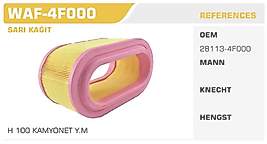 HAVA FİLTRESİ  H 100 KAMYONET Y.M