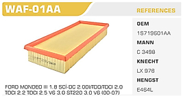 HAVA FİLTRESİ  FORD MONDEO III 1.8 SCİ-DC 2.0DI/TDD/TDCI 2.0  TDCI 2.2 TDCI 2.5 V6 3.0 ST220 3.0 V6 (00-07)