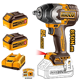 INGCO CIWLI20851 Li-ion Akülü Somun Sıkma 1/2" 20V 4.0Ah + Li-ion Akü ve Şarj Cihazı Seti 20V 4.AH (ING-FBCPK1424E)