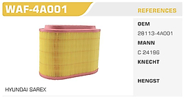 HAVA FİLTRESİ STAREX 98>08 2.5 CRDI 2.5TCI 2.5TD Koli: 20 Ad.