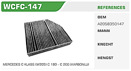 POLEN FİLTRESİ MERCEDES C KLASS (W205) C 180 - C 200 (KARBONLU)
