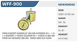 YAKIT FİLTRESİ FORD ESCORT CABRIOLET (83-98) EXPRESS 81> 1.3 1.4 ESCORT V FIESTA COURIER 91> FIESTA III (89-95)  FORD KA-MONDEO (96-00)  ORION 883-93) PUMA