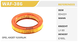 HAVA FİLTRESİ OPEL KADET YUVARLAK