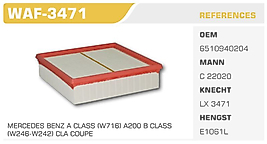 HAVA FİLTRESİ  MERCEDES BENZ A CLASS (W716) A200 B CLASS  (W246-W242) CLA COUPE