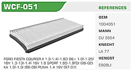 POLEN FİLTRESİ FORD FIESTA COURIER II 1.3-1.4İ-1.8D 96> 1.0İ-1.25İ  16V 1.3-13İ-1.4İ 16V 1.6 SPORT 1.8D-1.8TDI (96-02)  KA 1.0İ-1.3İ (96-08) PUMA 1.4 16V (97-01