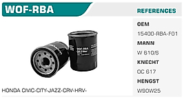 YAĞ FİLTRESİ CIVIC 01> CITY 07> ACCORD 03> CRV CR-V 07> JAZZ 02> Koli: 24 Ad.