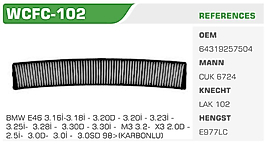 POLEN  FİLTRESİ BMW E46 3.16İ-3.18İ - 3.20D - 3.20İ - 3.23İ -  3.25İ-  3.28İ -  3.30D - 3.30İ -  M3 3.2-  X3 2.0D -   2.5İ-  3.0D-  3.0İ -  3.0SD 98>(KARBONLU