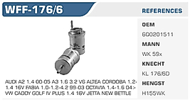 YAKIT FİLTRESİ AUDI A2 1.4 00-05 A3 1.6 3.2 V6 ALTEA CORDOBA 1.2 1.4 16V FABIA 1.0-1.2-4.2 99-03 OCTAVIA 1.4-1.6 04>  VW CADDY GOLF IV PLUS 1.4 16V JETTA NEW BETTLE