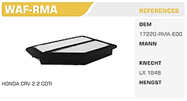 HAVA FİLTRESİ HONDA CRV 2.2 CDT