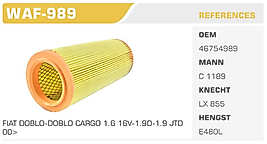 HAVA FİLTRESİ FIAT DOBLO-DOBLO CARGO 1.6 16V-1.9D-1.9 JTD  00>