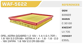 HAVA FİLTRESİ OPEL ASTRA G/CABRİO 1.2 16V - 1.4-1.6-1.7DTI -  1.8 16V 2.0 DTI 98> ASTRA H 1.4 - 1.6 - 1.8 - 2.0 - 16V ZAFİRA  1.6 16V 2.0 DTI (99-05)