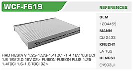 POLEN FİLTRESİ FIRD FIESTA V 1.25-1.3/S-1.4TDCI -1.4 16V 1.6TDCI  1.6 16V 2.0 16V 02> FUSION-FUSION PLUS 1.25 1.4TDCI 1.6-1.6 TDCI 02>
