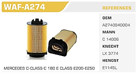 HAVA FİLTRESİ MERCEDES C-CLASS C 180 E CLASS E200-E250