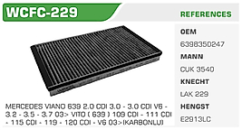 POLEN FİLTRESİ MERCEDES VIANO 639 2.0 CDI 3.0 - 3.0 CDI V6 -  3.2 - 3.5 - 3.7 03> VITO ( 639 ) 109 CDI - 111 CDI - 115 CDI - 119 - 120 CDI - V6 03>(KARBONLU)