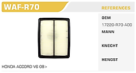 HAVA FİLTRESİ HONDA ACCORD V6 08>