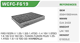 POLEN FİLTRESİ FORD FIESTA V 1.25-1.3/S-1.4TDCI -1.4 16V 1.6TDCI  1.6 16V 2.0 16V 02> FUSION-FUSION PLUS 1.25 1.4TDCI 1.6-1.6 TDCI 02>(KARBONLU)