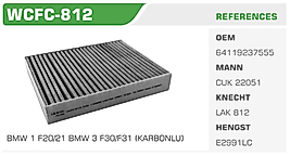 POLEN FİLTRESİ BMW 1 F20/21 BMW 3 F30/F31 (KARBONLU)