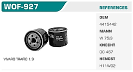 OIL FILTER  CLIO III 08> KANGOO 08> MEGANE II III LAGUNA FLUENCE TRAFIC II MASTER II / LOGAN DUSTER / QASHQAI 1.5 DCI 1.9 DCI Koli: 24 Ad.  MERCEDES A B CLASS  RENAULT MOTOR