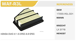 HAVA FİLTRESİ  HONDA CIVIC IX 1.6 DTEC 2.2 DTEC