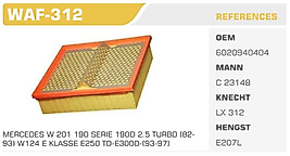 HAVA FİLTRESİ MERCEDES W 201 190 SERIE 190D 2.5 TURBO (82 93) W124 E KLASSE E250 TD-E300D-(93-97)