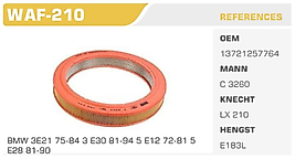 HAVA FİLTRESİ BMW 3E21 75-84 3 E30 81-94 5 E12 72-81 5  E28 81-90