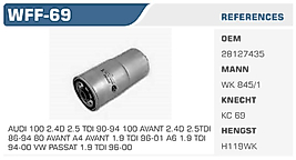 YAKIT FİLTRESİ AUDI 100 2.4D 2.5 TDI 90-94 100 AVANT 2.4D 2.5TDI  86-94 80 AVANT A4 AVANT 1.9 TDI 96-01 A6 1.9 TDI  94-00 VW PASSAT 1.9 TDI 96-00