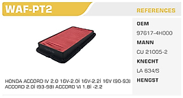 HAVA FİLTRESİ HONDA ACCORD IV 2.0 16V-2.0İ 16V-2.2İ 16V (90-93)  ACCORD 2.0İ (93-98) ACCORD VI 1.8İ -2.2