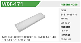 POLEN FİLTRESİ MINI ONE -COOPER COOPER S - ONE D 1.4-1.4D 1.6-1.6S-1.4-1.4D 01-08