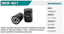 YAĞ FİLTRESİ FORD COUGAR (99-02) ESCORT CABRIOLET (83-98)  FIESTA III (89-95) FIESTA VI 02> FUSION-MONDEO  PUMA SCORPIO TOURNEO CONNEC