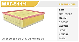 HAVA FİLTRESİ VW LT 28-35 II 96-01 LT 28-46 II 96-06 -MERCEDS SPRINTER 616 CDI (01-06) V KLASSE V  200 CDI (96-03) 208 CDI - 210 CDI - 211-212-213  CDI  VITO I (638) (95-03) 108 CDI 110 CDI VW LT 35