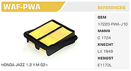 HAVA FİLTRESİ HONDA JAZZ 1.2 Y.M 02>