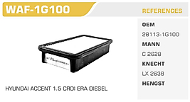 HAVA FİLTRESİ  HYUNDAI ACCENT 1.5 CRDI ERA DIESEL - KIA RIO DIESE