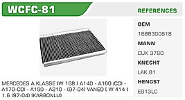 POLEN FİLTRESİ MERCEDES A KLASSE (W 168 ) A140 - A160 /CDI  A170-CDI - A190 - A210 - (97-04) VANEO ( W 414 )  1.6 (97-04) (KARBONLU)
