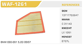 HAVA FİLTRESİ BMW E60-E61 5,2D 09/07