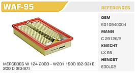 HAVA FİLTRESİ MERCEDES W 124 200D - W201 190D (82-93) E  200 D (93-97)