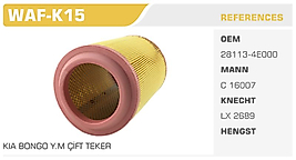 HAVA FİLTRESİ  KIA BONGO Y.M ÇİFT TEKER