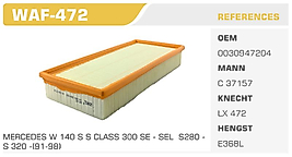 HAVA FİLTRESİ MERCEDES W 140 S S CLASS 300 SE - SEL  S280 -  S 320 -(91-98)