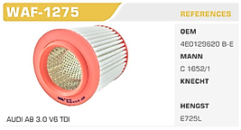 HAVA FİLTRESİ AUDI A8 3.0 V6 TDI
